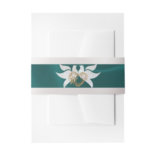 Bandeau De Faire-part Doves & Coeur sur Mariage Turquoise (Devant example)