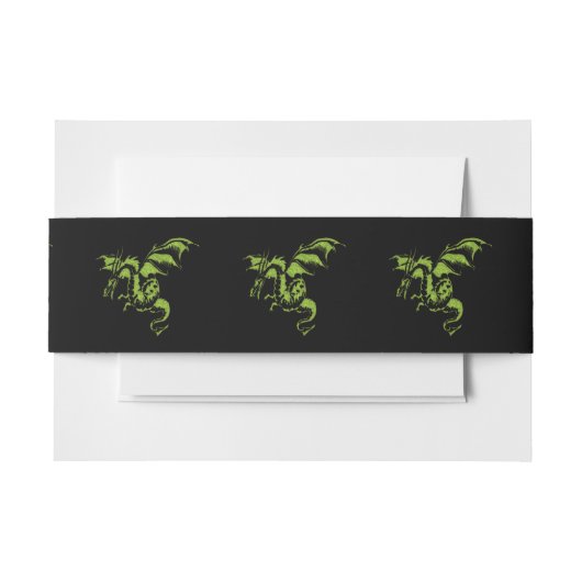 Bandeau De Faire-part Dragon Vert sur Fond Noir (Devant Example)