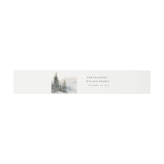 Bandeau De Faire-part Dusky Winter Snow Mountain Mariage paysage (Plat)