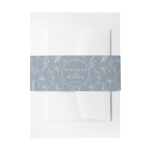 Bandeau De Faire-part Dusty bleu floral classique boho ceinture mariage