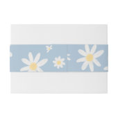 Bandeau De Faire-part Dusty Blue Boho Daisy Flower Invitation Belly Band (Dos exemple)