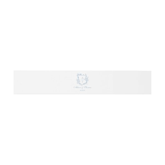 Bandeau De Faire-part Dusty Blue Classic Monogram Crest Mariage (Plat)
