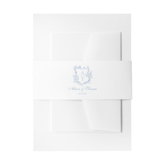 Bandeau De Faire-part Dusty Blue Classic Monogram Crest Mariage (Devant example)