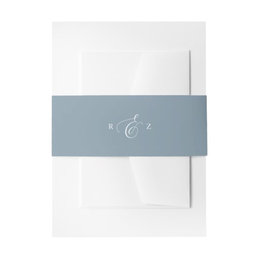 Bandeau De Faire-part Dusty Blue Elegant simple Mariage Monogramme (Devant example)
