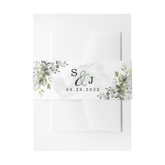 Bandeau De Faire-part Dusty Blue Eucalyptus Greenery Mariage succulent (Devant example)