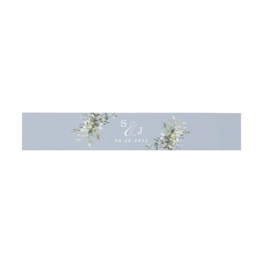 Bandeau De Faire-part Dusty Blue Eucalyptus Vert Mariage Succulent (Plat)