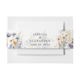 Bandeau De Faire-part Dusty Blue Fleurs sauvages Élégant Mariage formel