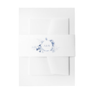 Bandeau De Faire-part Dusty Blue Floral Faire-part de mariage Belly Band