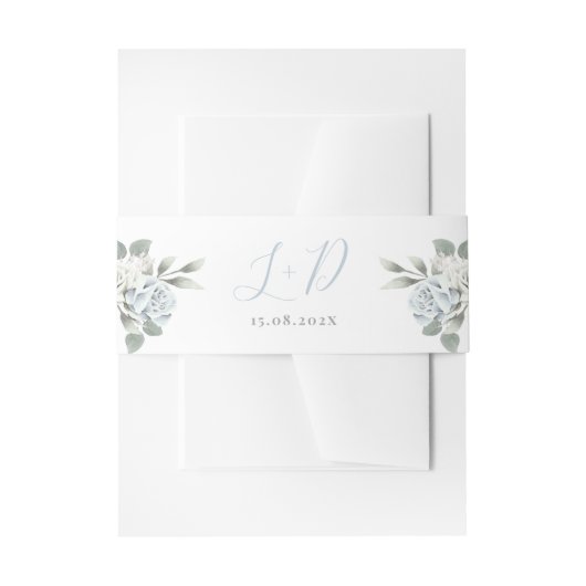 Bandeau De Faire-part Dusty Blue Floral Mariage (Devant example)