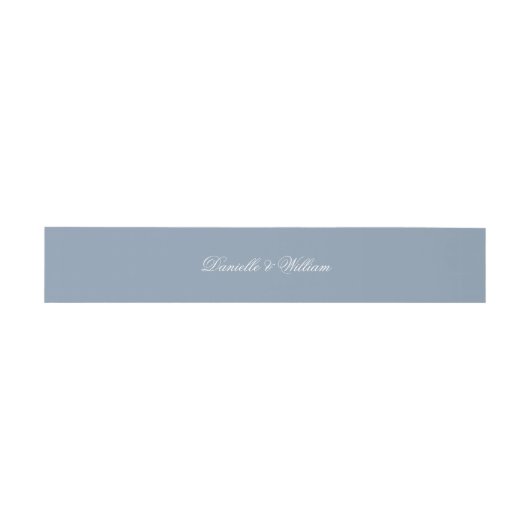 Bandeau De Faire-part Dusty Blue Mariage Belly Band avec script blanc (Plat)