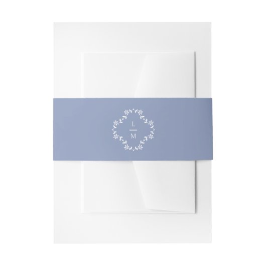 Bandeau De Faire-part Dusty Blue | Mariage de monogramme floral (Devant example)