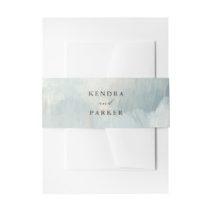 Bandeau De Faire-part Dusty Blue Moderne Abstrait Brushstrokes Mariage