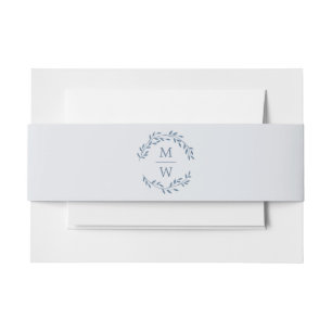 Bandeau De Faire-part Dusty Blue Monogram Mariage de couronne