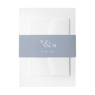 Bandeau De Faire-part Dusty Blue Monogram Moderne Simple Mariage