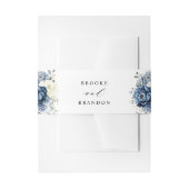 Bandeau De Faire-part Dusty Blue Navy Champagne Ivory Floral Mariage (Devant example)
