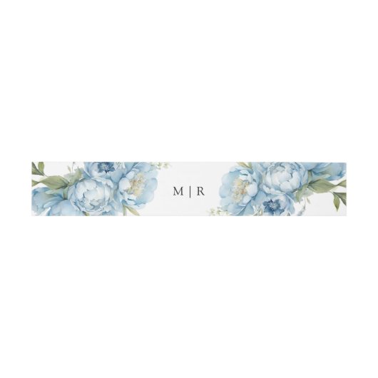 Bandeau De Faire-part Dusty Blue Peony Elegant Mariage aquarelle (Plat)