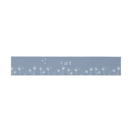 Bandeau De Faire-part Dusty Blue Simple Floral Mariage (Plat)