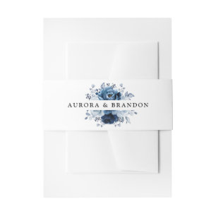 Bandeau De Faire-part Dusty Blue Slate Navy Floral Botanal Mariage