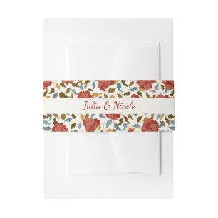 Bandeau De Faire-part Dusty Elegant Golden Red Rose Mariage