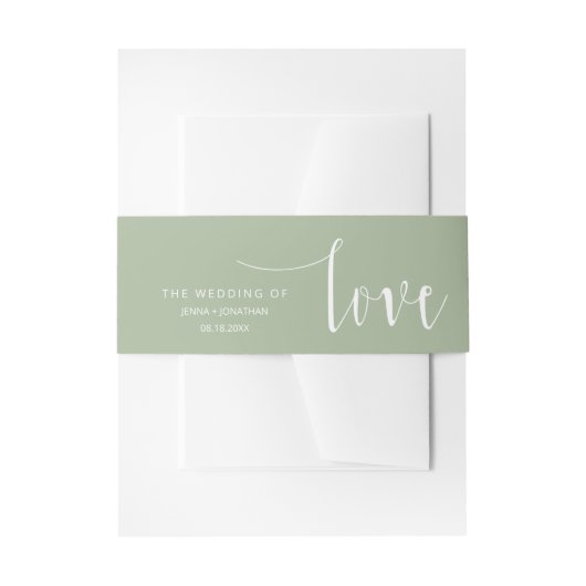 Bandeau De Faire-part Dusty Green Moderne Calligraphie Mariage de script (Devant example)