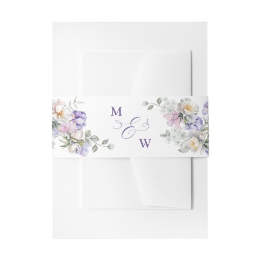 Bandeau De Faire-part Dusty Purple Iris & White Peony Mariage botanique (Devant example)