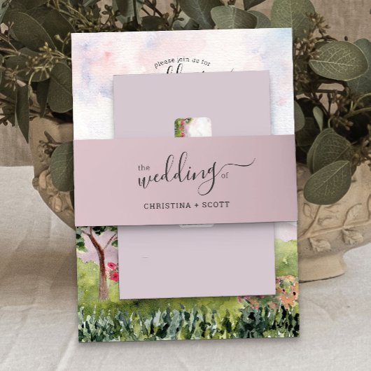 Bandeau De Faire-part Dusty Rose Pink Elegant Mariage de script