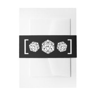 Bandeau De Faire-part Ebony D20 Dice Gamer Mariage Belly Bands