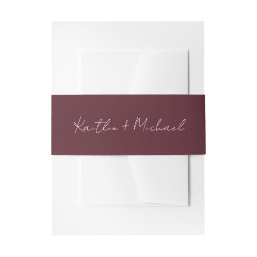 Bandeau De Faire-part Écriture manuscrite Mariage moderne Merlot (Devant example)