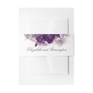Bandeau De Faire-part Eggplant Fleurs pourpres Mariage élégant