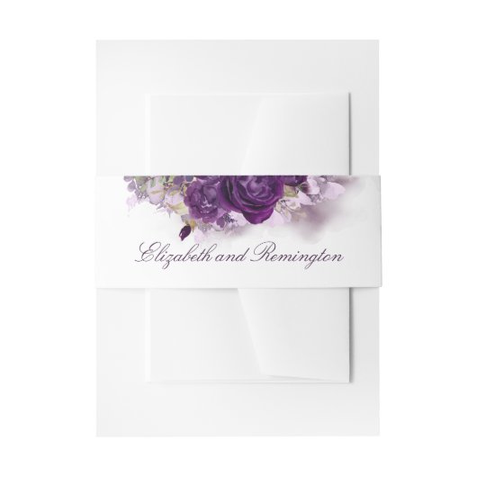 Bandeau De Faire-part Eggplant Fleurs pourpres Mariage élégant (Devant example)