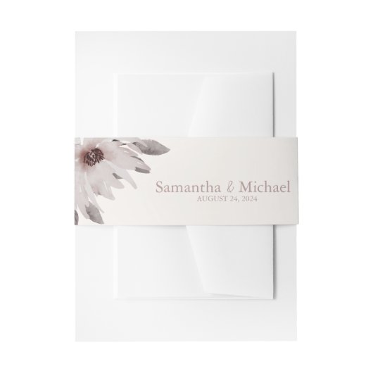 Bandeau De Faire-part Elégant Aquarelle rose pâle Fleurs Mariage (Devant example)