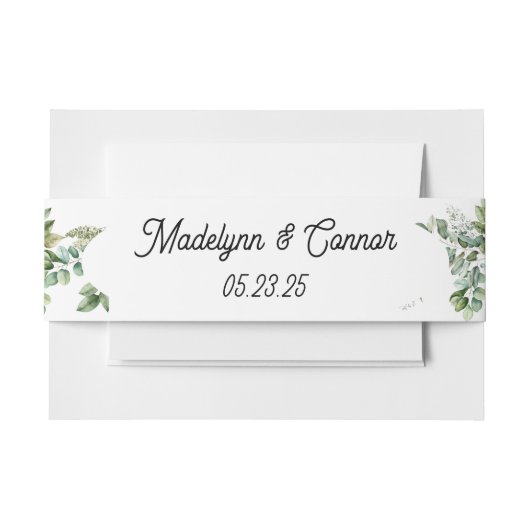 Bandeau De Faire-part Elégant Aquarelle Vert Feuille Rustique Mariage (Devant Example)