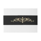 Bandeau De Faire-part Elégant Art Déco Gold Retro Mariage Noir (Dos exemple)