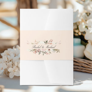 Bandeau De Faire-part Élégant, beige-abricot, pastel, bouquet de fleurs