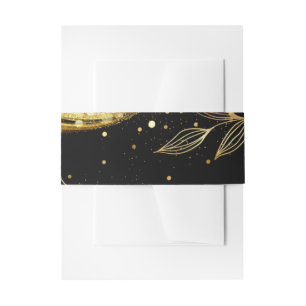 Bandeau De Faire-part Élégant Black Gold Floral Mariage de conception