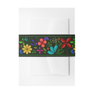 Bandeau De Faire-part Élégant Black Gold Mariage Floral latino-américain