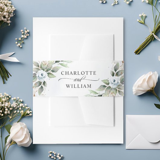 Bandeau De Faire-part Elégant bleu bleu bleu floral Mariage