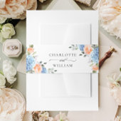 Bandeau De Faire-part Elégant bleu Hydrangea Blush rose Roses Mariage