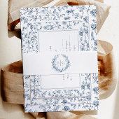 Bandeau De Faire-part Elegant Blue Chinoiserie Crest Wedding