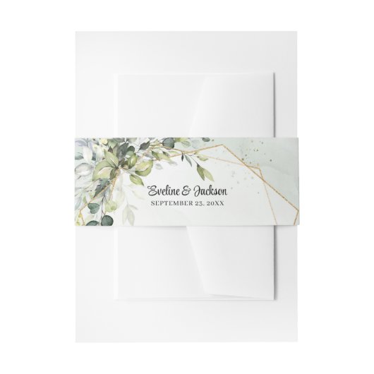 Bandeau De Faire-part Elégant Boho Eucalyptus cadre vert faux or (Devant example)