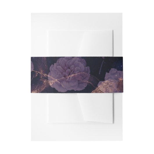 Bandeau De Faire-part Élégant Boho foncé Floral violet Rose Mariage or (Devant example)