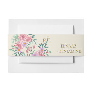 Bandeau De Faire-part Élégant Boho Rose Pâle Floral Aquarelle Mariage