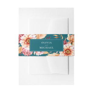 Bandeau De Faire-part Élégant Boho Turquoise Chic Floral Mariage