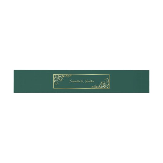 Bandeau De Faire-part Elégant boucles d'or & perles Emerald Green Mariag (Plat)