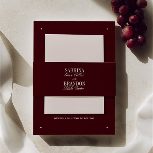 Bandeau De Faire-part Elegant Burgundy & Ivory Wedding 