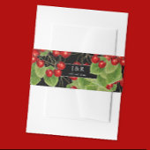 Bandeau De Faire-part Élégant cerisier noir Initiales Mariage Monogramme