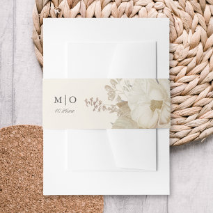 Bandeau De Faire-part Elegant Chic Ecru Boho Mariage Floral