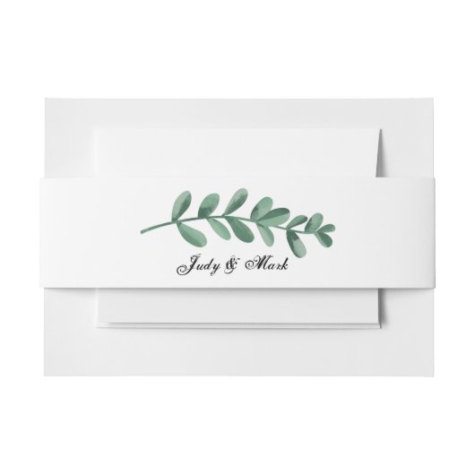 Bandeau De Faire-part Elégant classique Aquarelle Feuille vert (Devant Example)