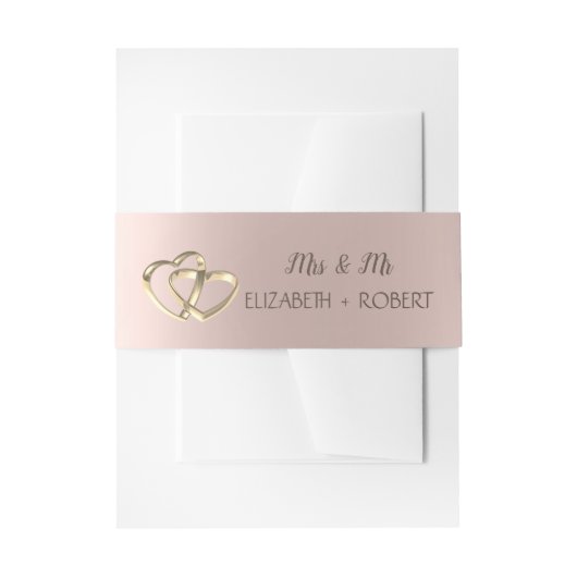 Bandeau De Faire-part Elégant Coeurs d'or Chic Rose Gold (Devant example)