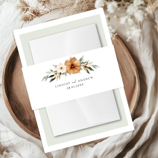 Bandeau De Faire-part Elegant Copper & Earthy Botanical Wedding